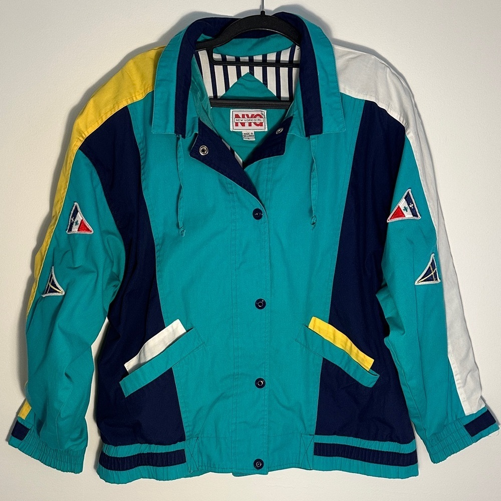 Vintage 90s Colorblock Windbreaker Jacket Retro Gorpcore Streetwear Oversized L